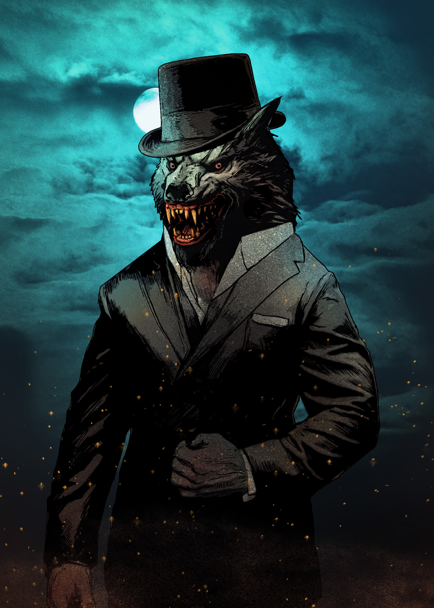 Lupine male wearing tophat
